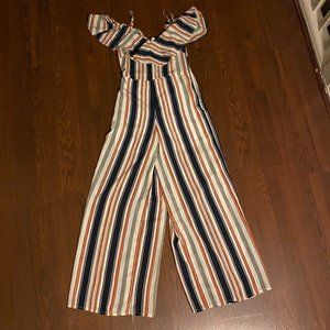 Japna Sexy Striped Medium V-Neck Jumpsuit